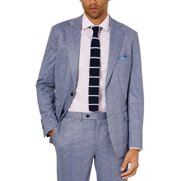 Tallia Mens Slim-Fit Plaid Knit Suit Jacket 44 Regular Blue - NWT $425 - Picture 1 of 5
